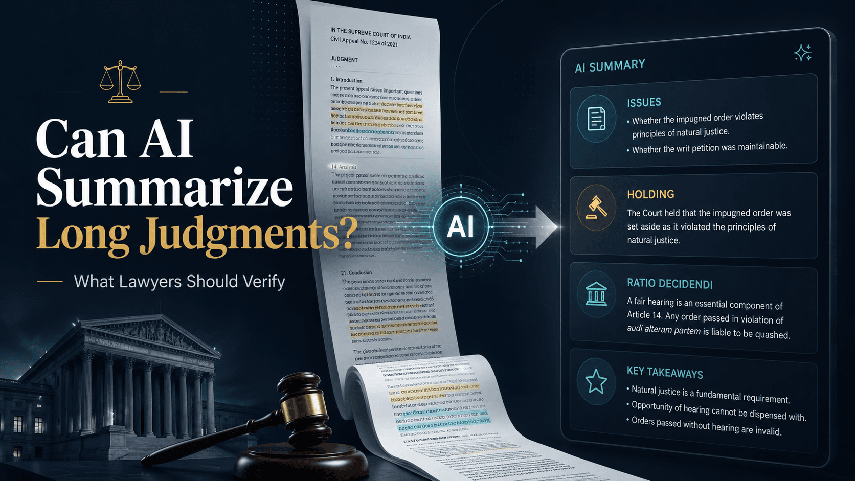 Can AI Summarize Long Judgments? What Lawyers Should Verify
